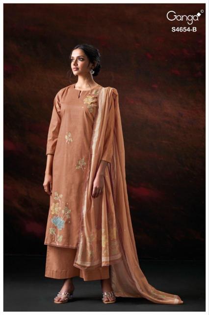 Ganga kiarae 4654 wholesale market of dress material in rajkot  - wholesale export